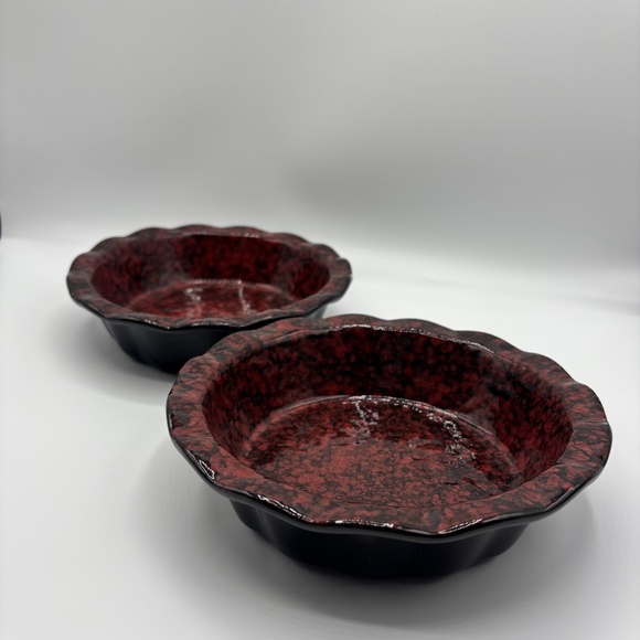 Ceramic Small 6.7” Round Baking Pie Casserole Dish Set Of 2 - Red - Picture 4 of 10